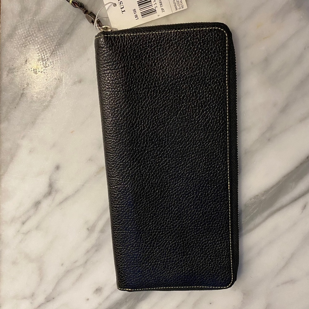 Tusk Passport Holder Black and Red Leather NWT